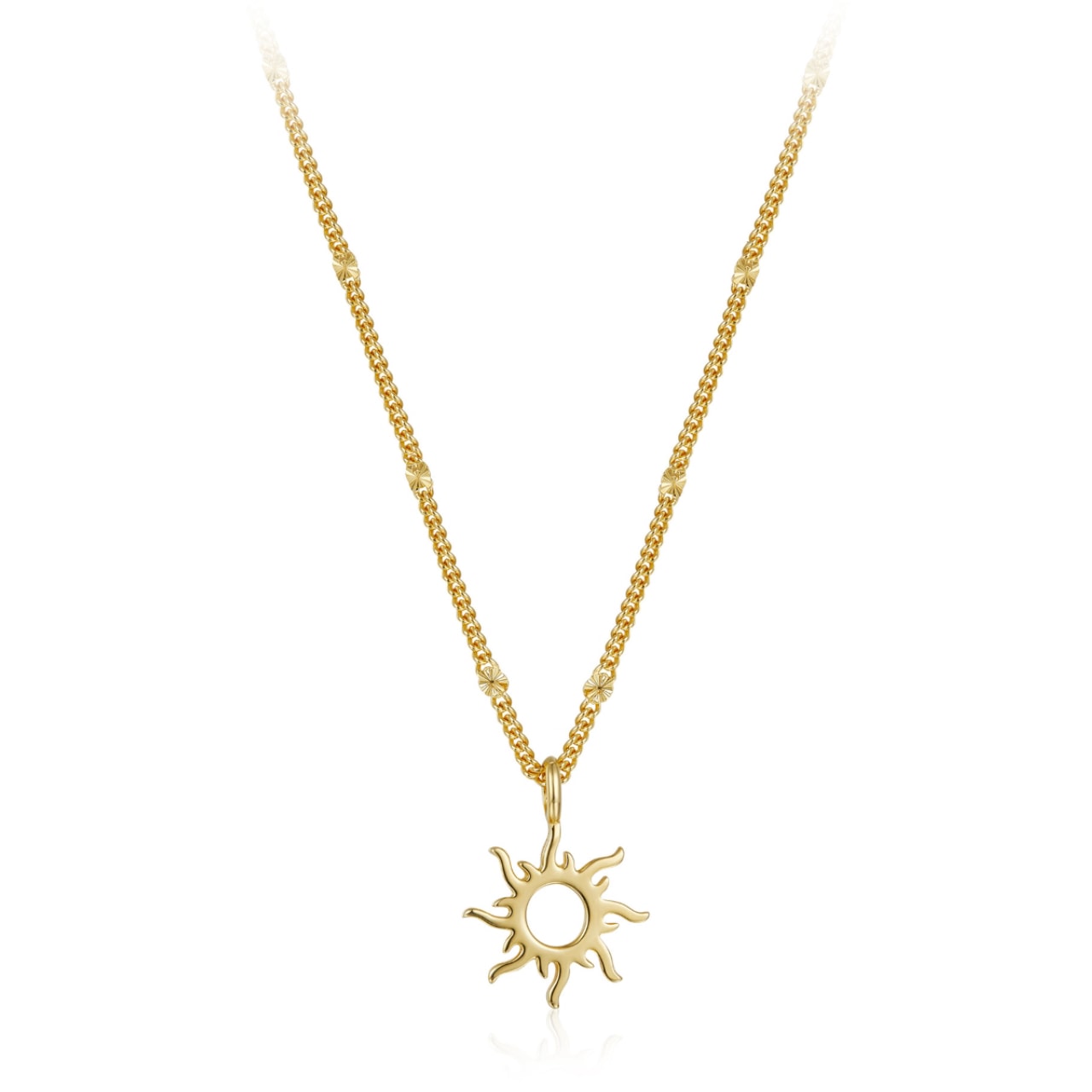 Sun Wheel Gold Plated 925 Silver Pendant Stack Necklace - ALEAH
