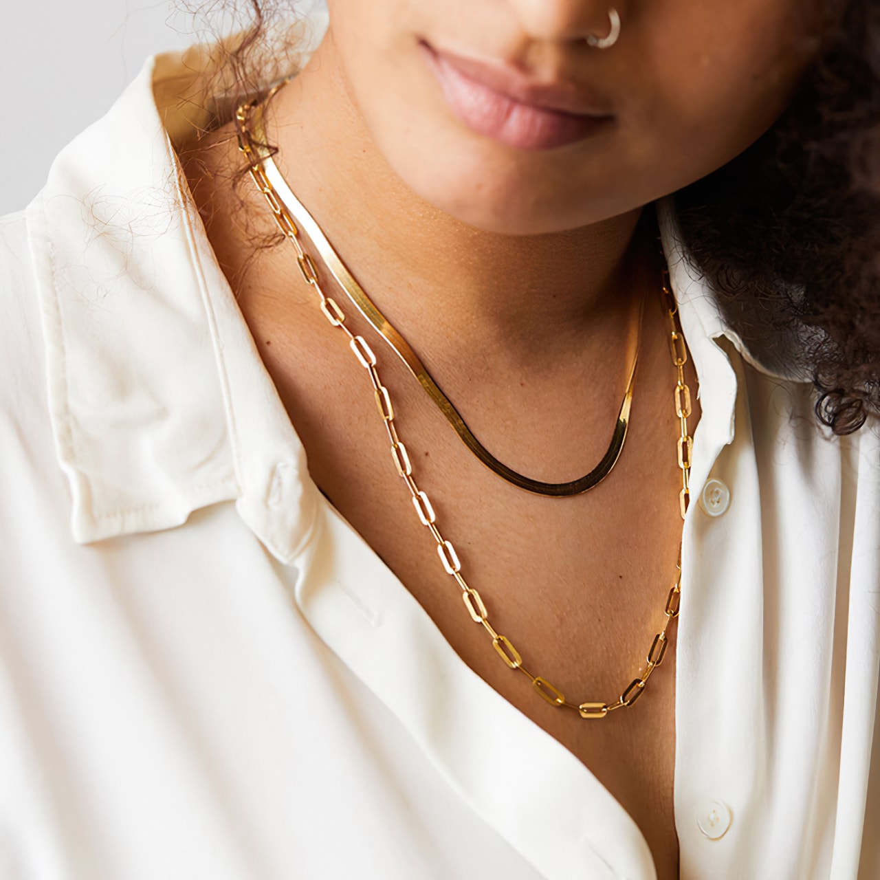 14K Gold-Plated Paperclip Link Chain Necklace - ARLETTE