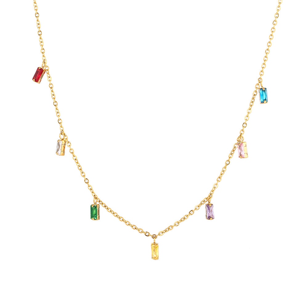 Colored Zircon Pendant Gold-Plated Necklace - BAILEE