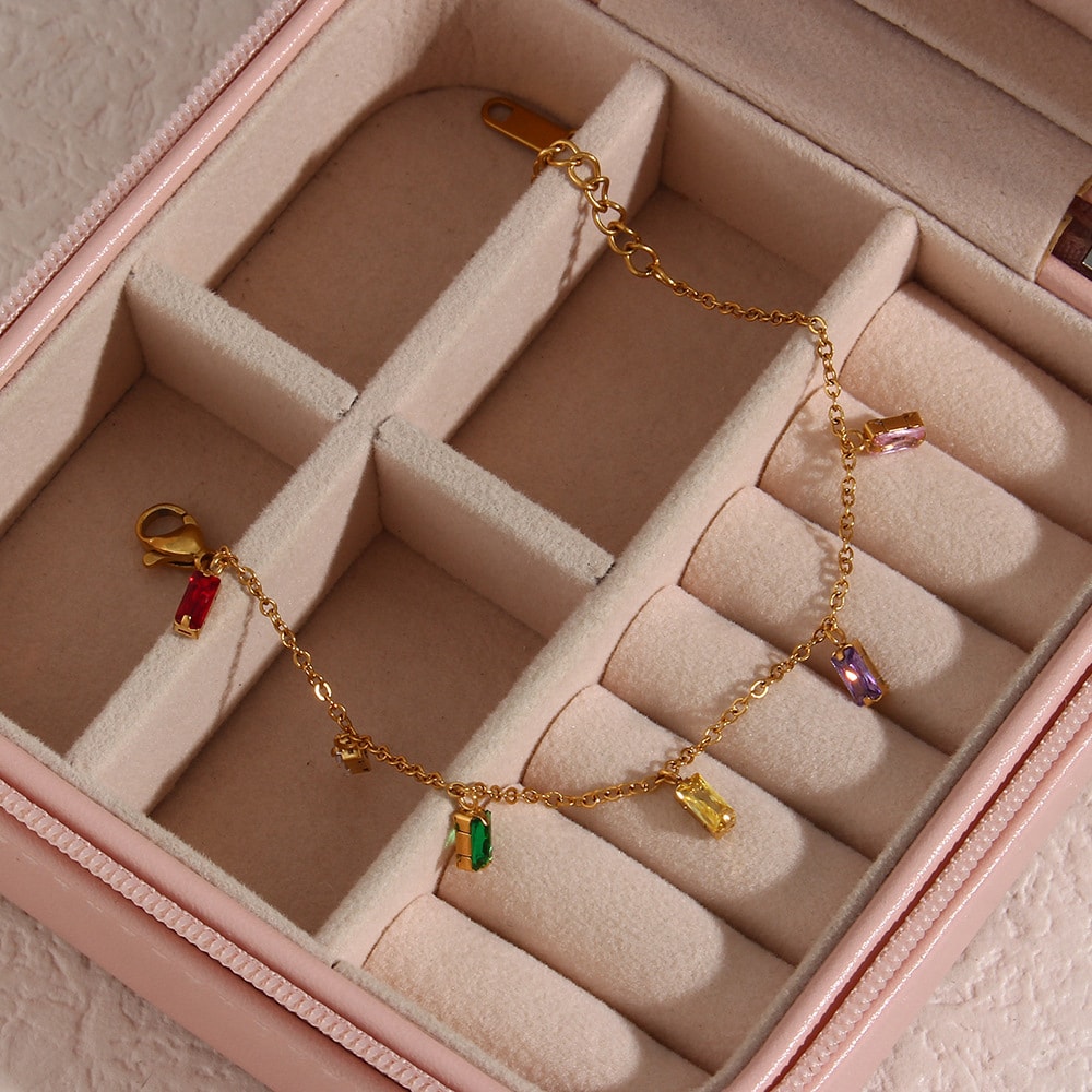 Colored Zircon Pendant Gold-Plated Bracelets - BAILES
