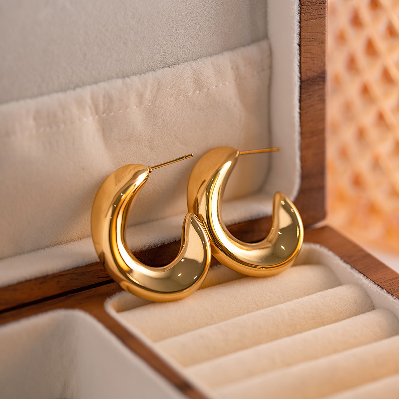 Minimalist C-shaped INS Style 18k Gold-Plated Earrings - CARLY