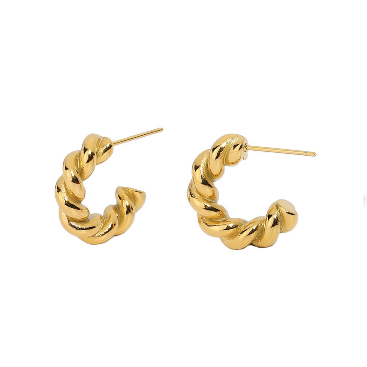 Gold and Silver Dual-tone C-shaped Spiral 18k Gold-plated Earrings - CIELO