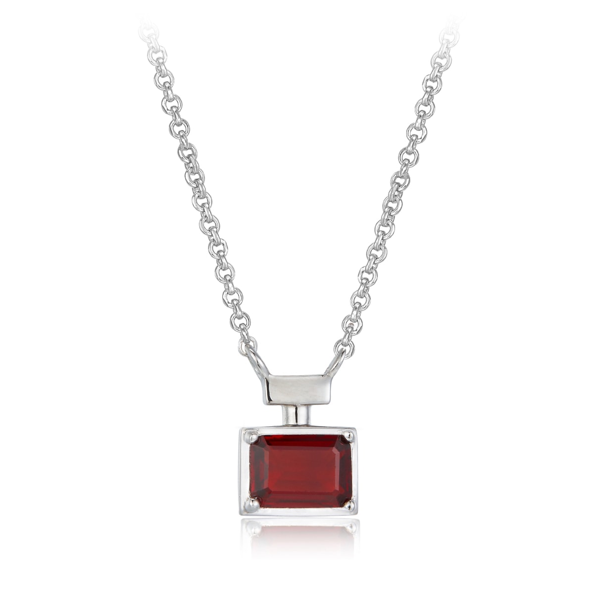 18k Platinum Plated Garnet Inlaid Pendant Necklace - CLARE