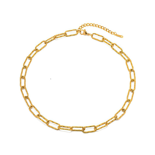 18K Gold-Plated Embossed Paperclip Chain Necklace - ELLIOT