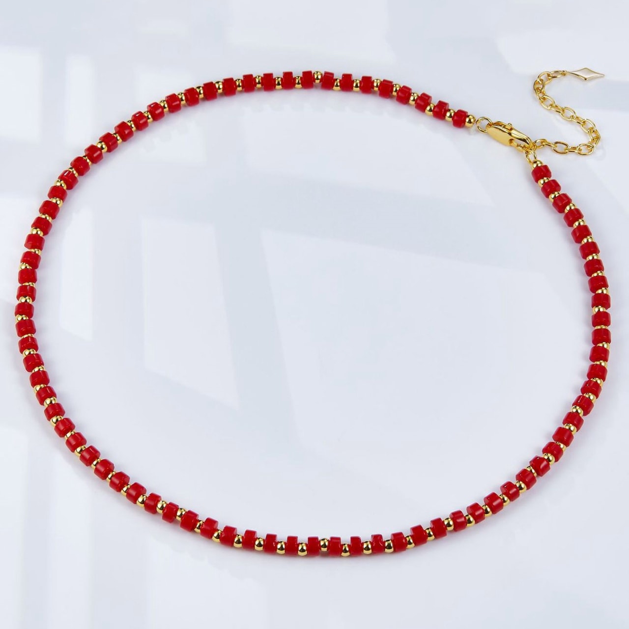 Natural Red Agate Necklace 18 Inches - ISABEL