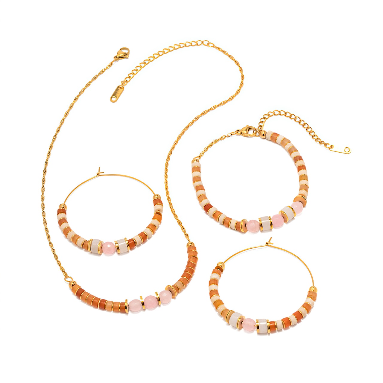 Fashion Pink Crystal Beaded Earrings - JUDITH