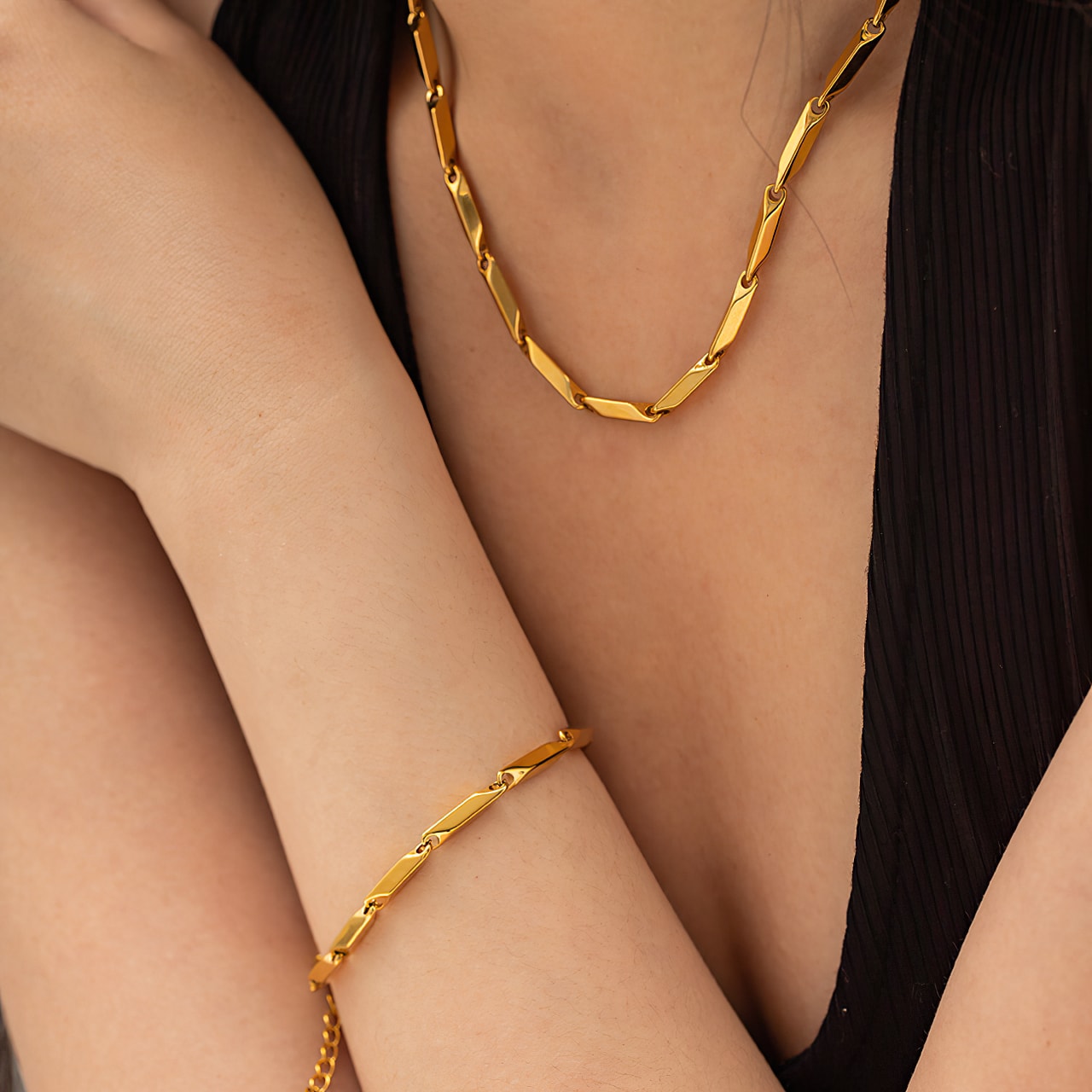 Simple INS Rhombus 18K Gold Plated Bracelets - JUSTICE