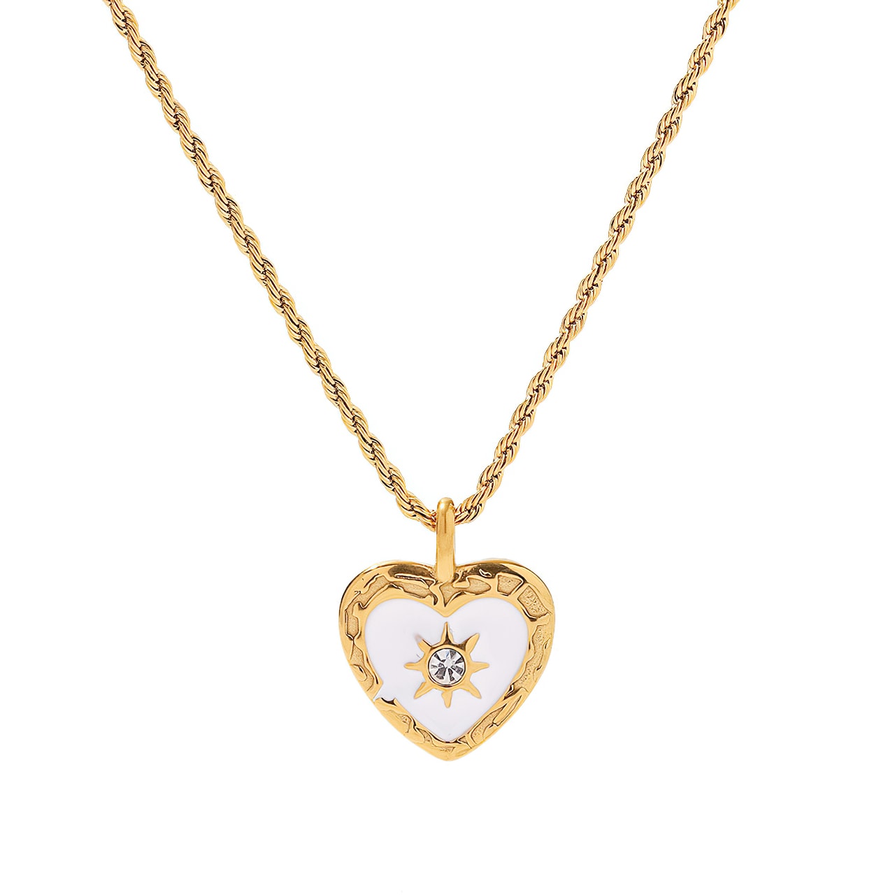 Heart-shaped Zircon Radiance Series 18K Gold-Plated Pendant Necklace - LEA