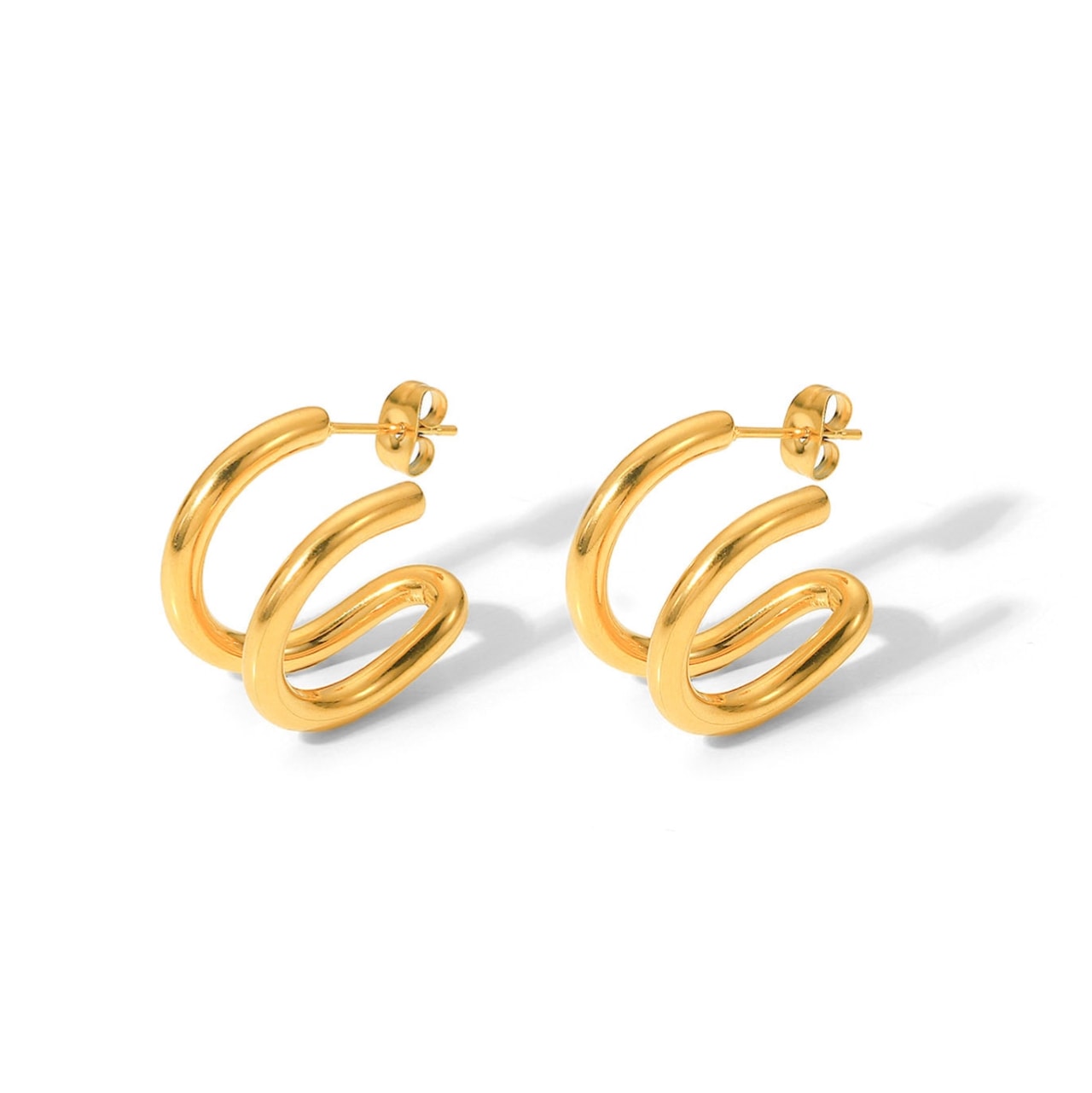 Gold and Silver Dual-tone C-shaped 18k Gold-plated Earrings - LUELLA