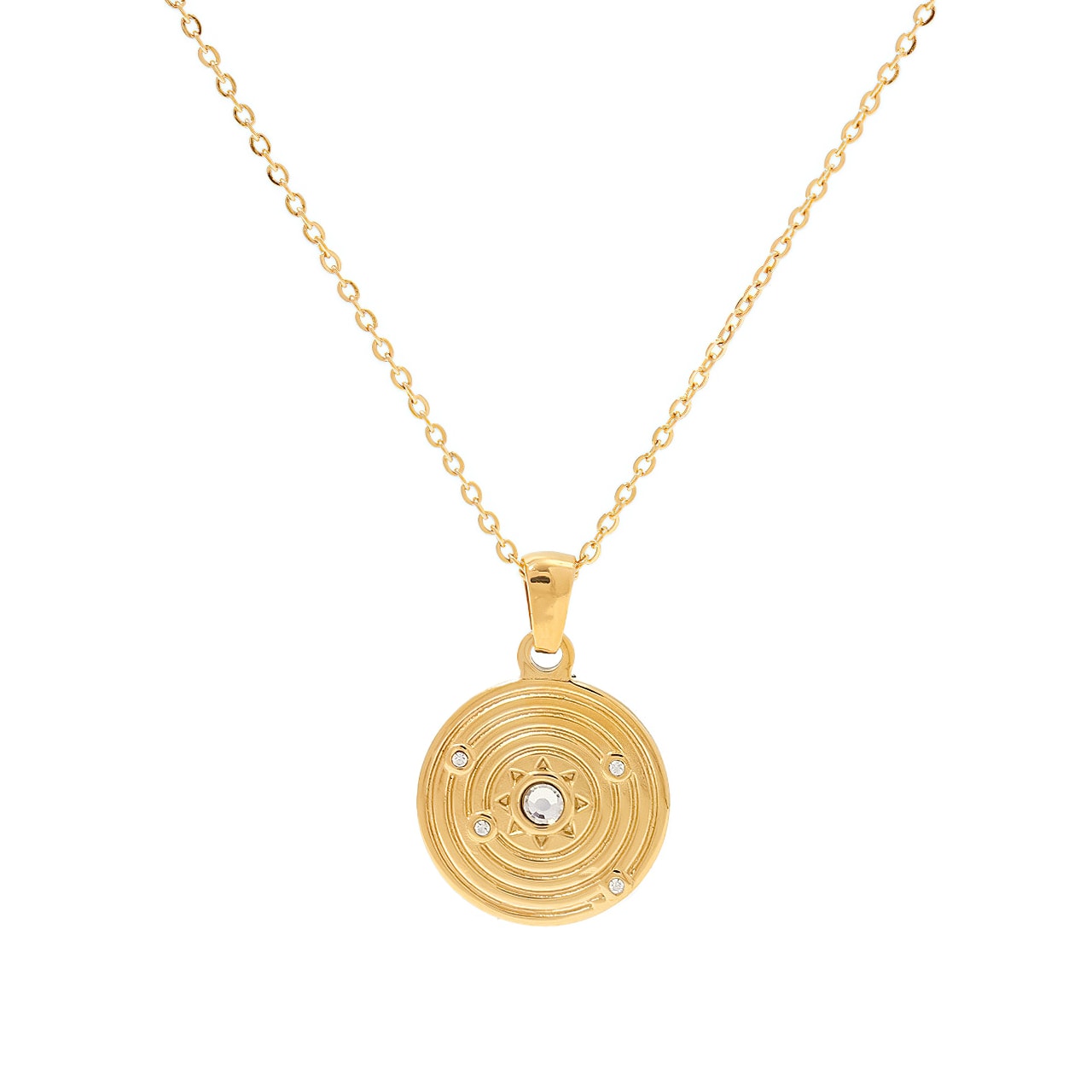 Round Interstellar Zircon 18k Gold Plated Pendant Necklace - LUZ