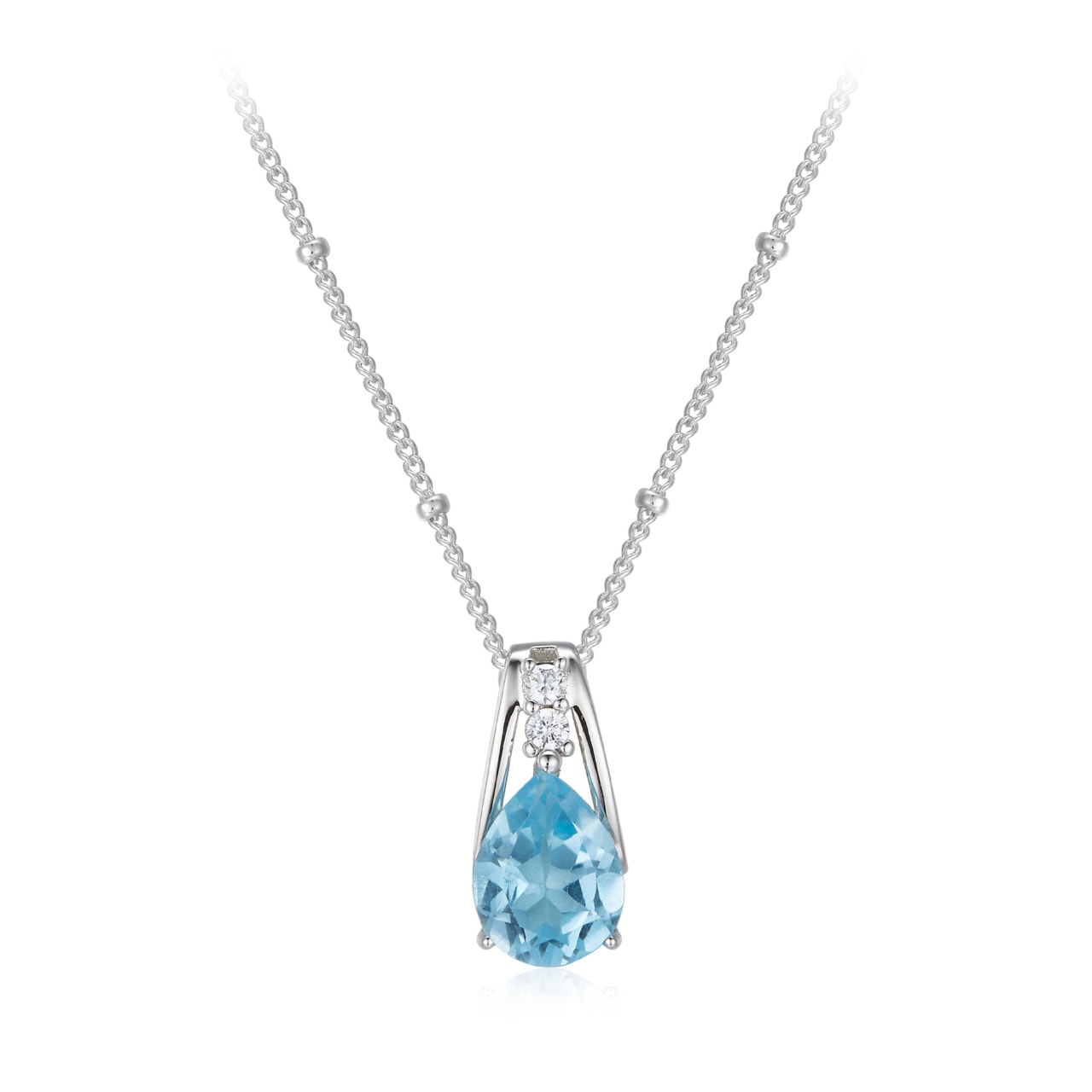 Waterdrop Blue Topaz 18k Platinum Plated Gold Pendant Necklace - MAYA