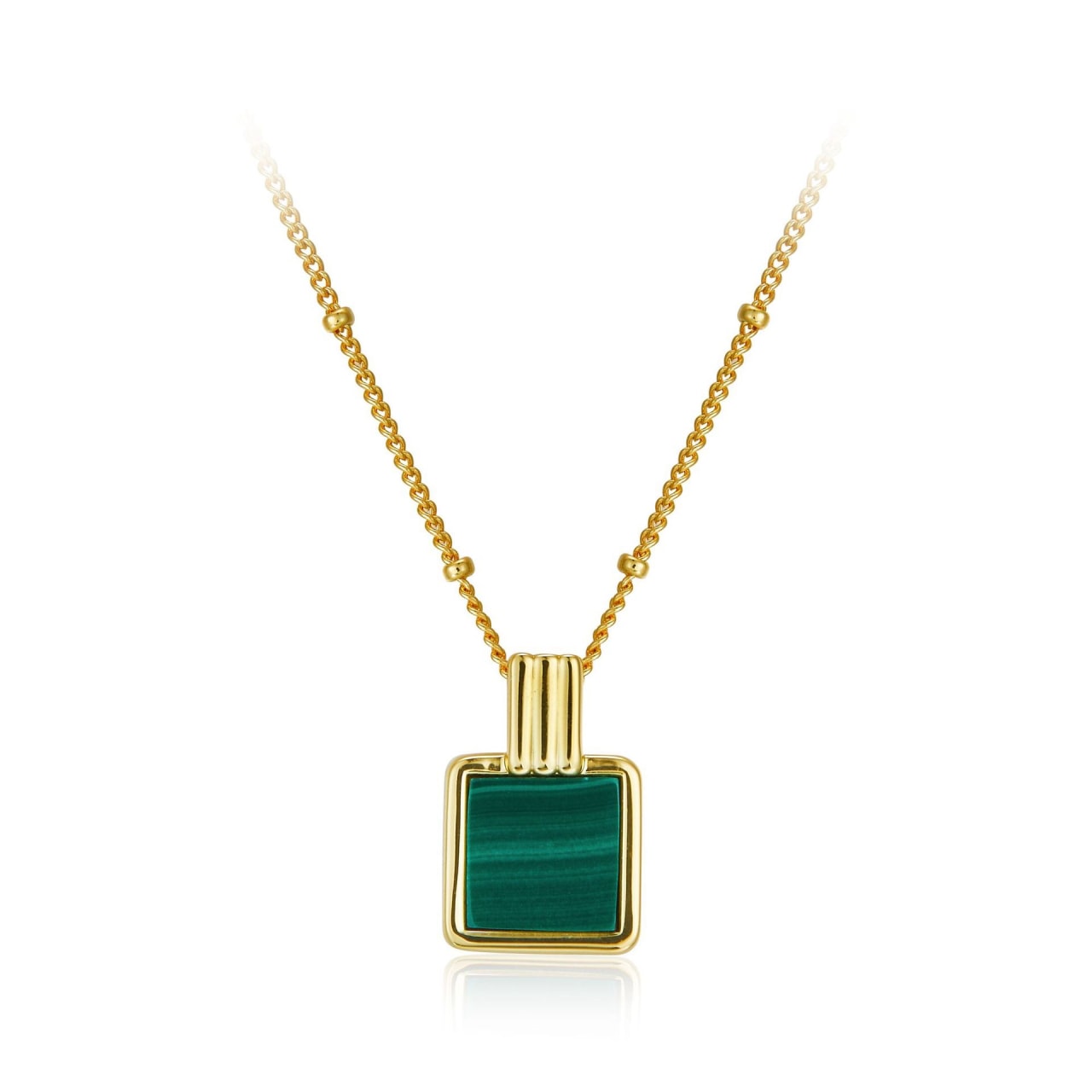 Natural Malachite 18k Gold Plated Pendant Clavicle Chain Necklace - NEVAEH