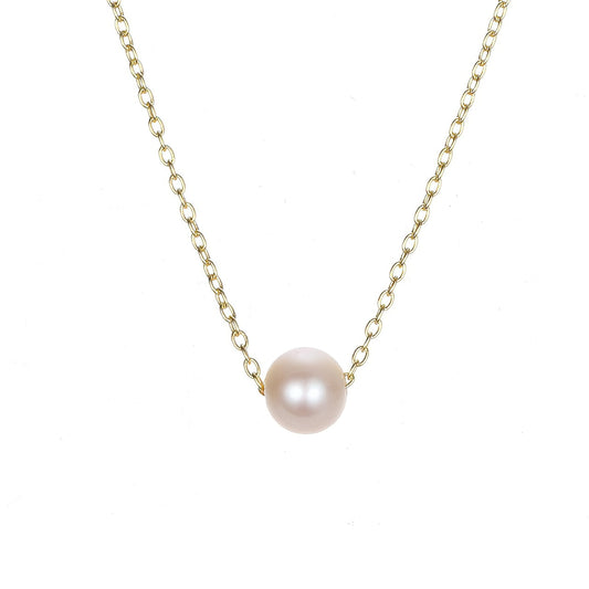 Pearl 14k Gold Plated Stainless Steel Minimalist Necklace - PAULA