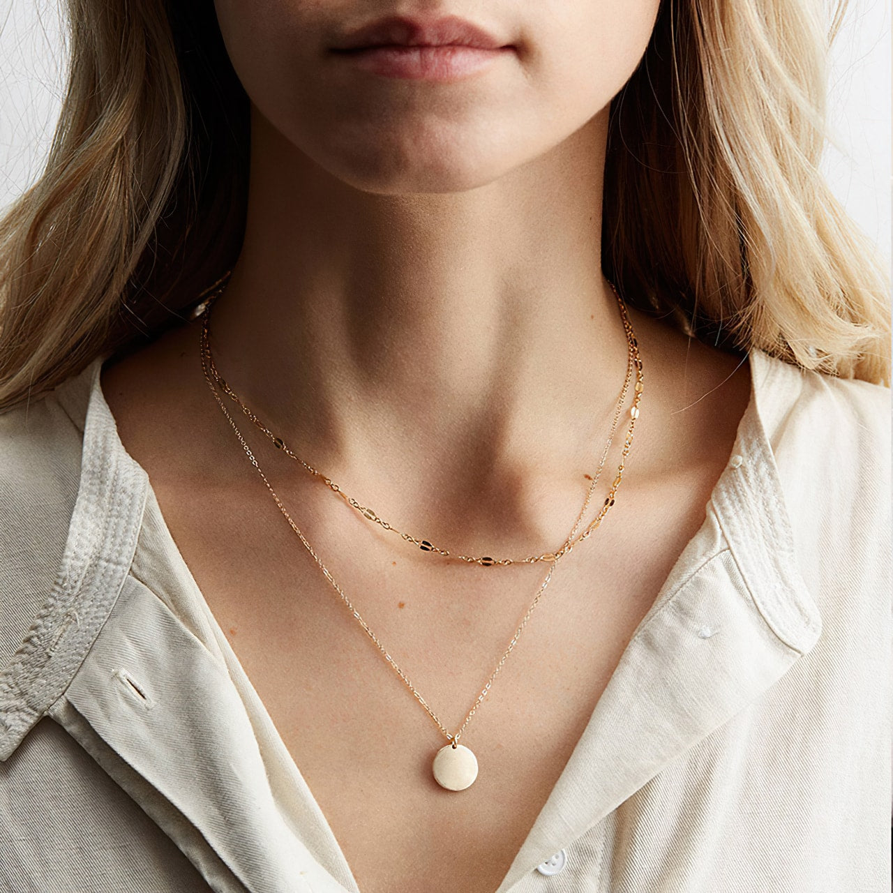 Double-Layer 14K Gold-Plated Necklace Collarbone Chain - RIVKA