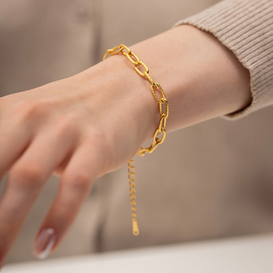 18K Gold-Plated Threaded Paperclip Bracelets - ROBIN