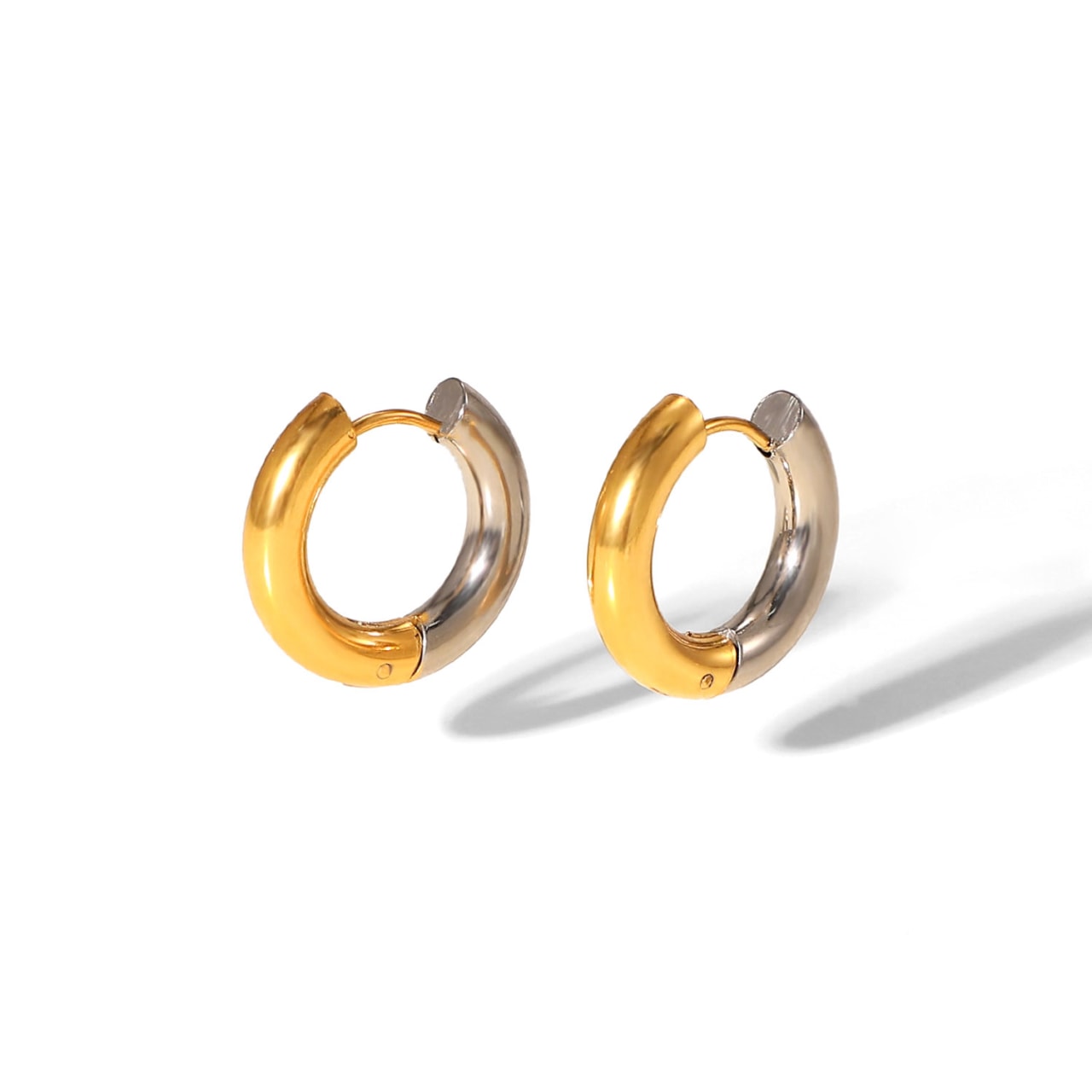 Minimalist Gold and Silver Dual-tone Circle-shaped 18k Gold-plated Earrings - RYLAN