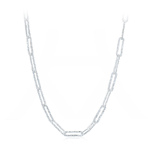 Sterling Silver Ripple Cross Clavicle Chain Necklace - SOFIA