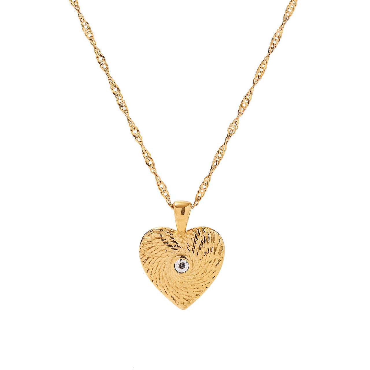 Heart-shaped Zircon Event Horizon Pole Star 18k Gold Plated Pendant Necklace - TRU