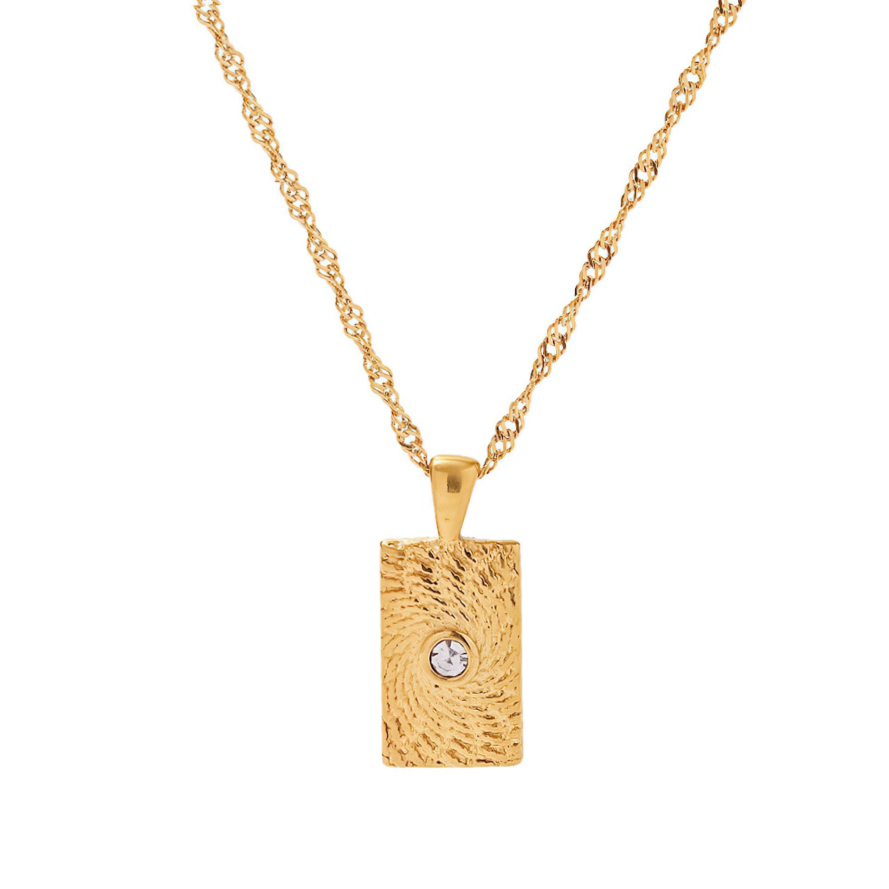 Rectangular Zircon Event Horizon Pole Star 18k Gold Plated Pendant Necklace - XYLA