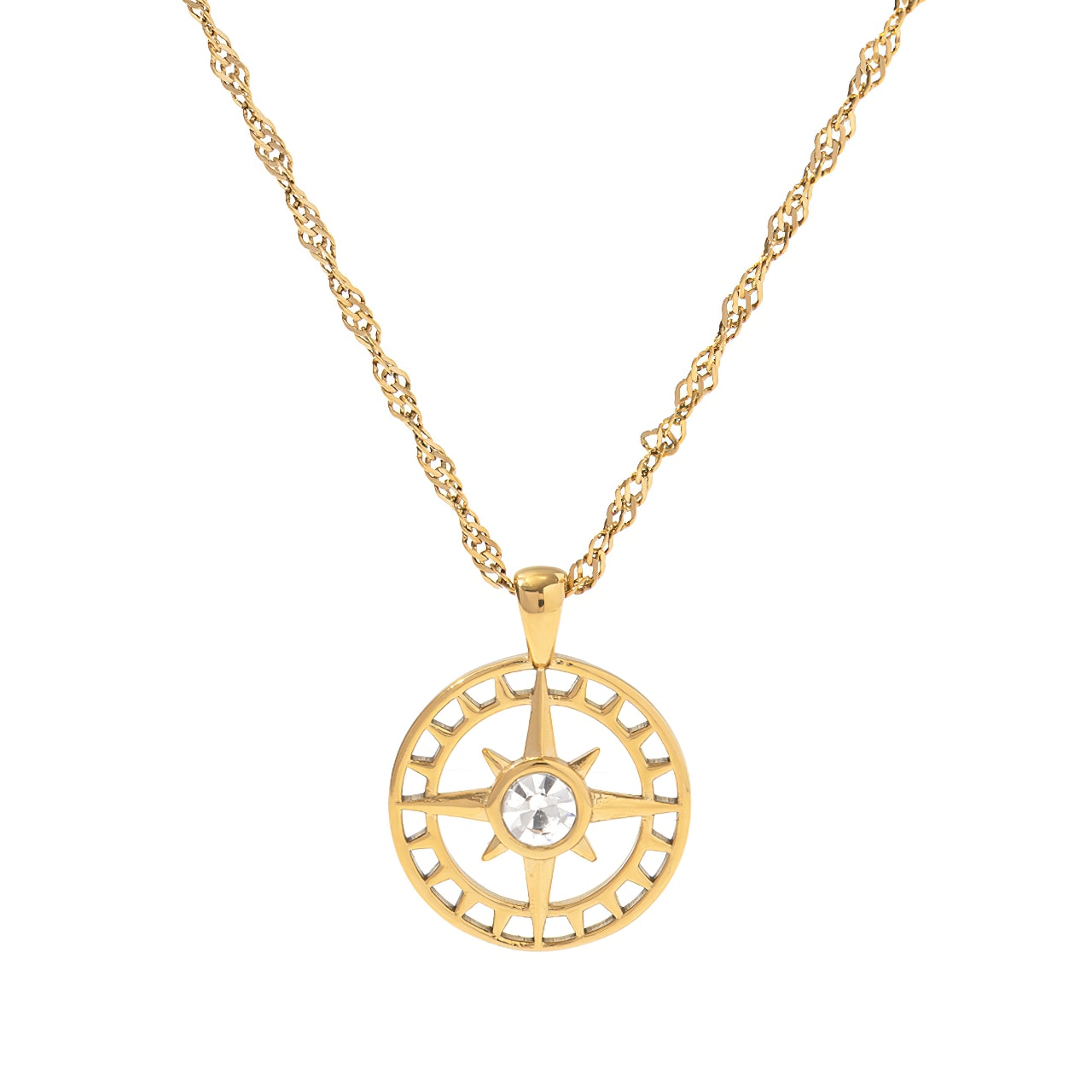 Round Star Zircon 18k Gold Plated Pendant Necklace - ZOYA