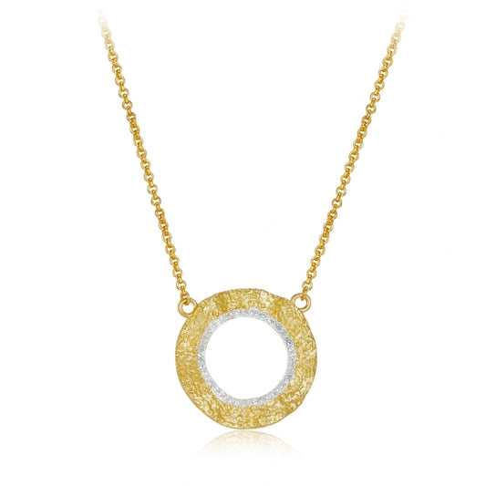 Classic Natural Topaz Round 18k Gold Plated Pendant Necklace - AALIYAH