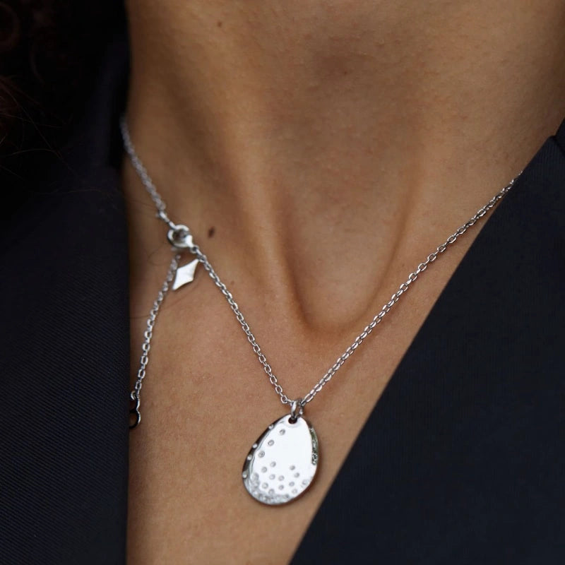 18k Platinum Plated Teardrop Czech Crystal Pendant Necklace - ADA