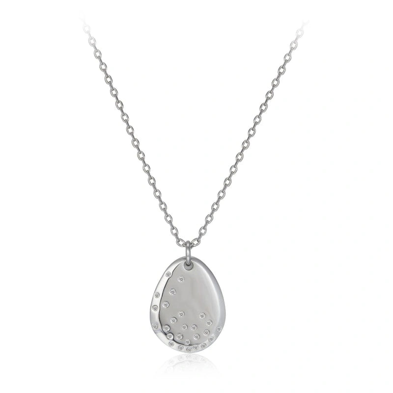 18k Platinum Plated Teardrop Czech Crystal Pendant Necklace - ADA