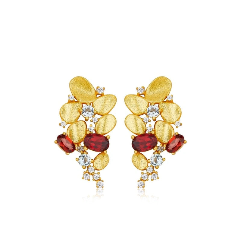 Gorgeous Topaz Garnet Zircon Gold-Plated Earrings - ADELAIDE