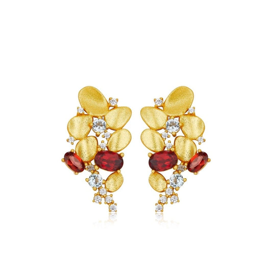 Gorgeous Topaz Garnet Zircon Gold-Plated Earrings - ADELAIDE