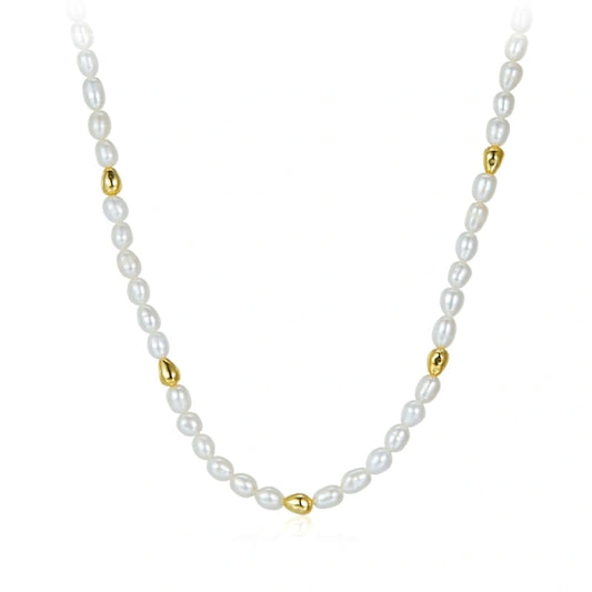 Natural Freshwater Pearl Collarbone Chain18k Gold-plated Necklace - ALAIA