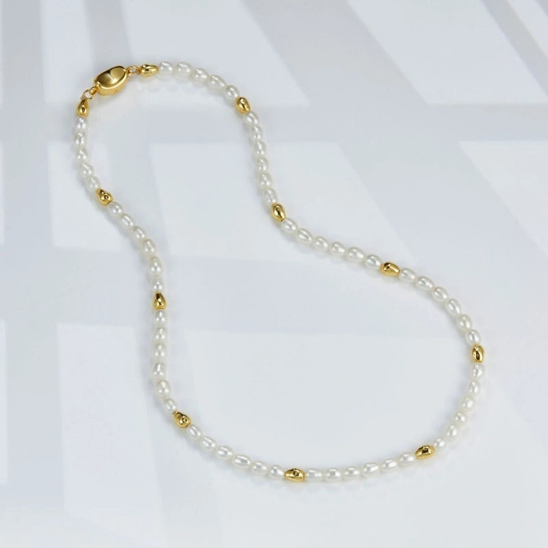 Natural Freshwater Pearl Collarbone Chain18k Gold-plated Necklace - ALAIA