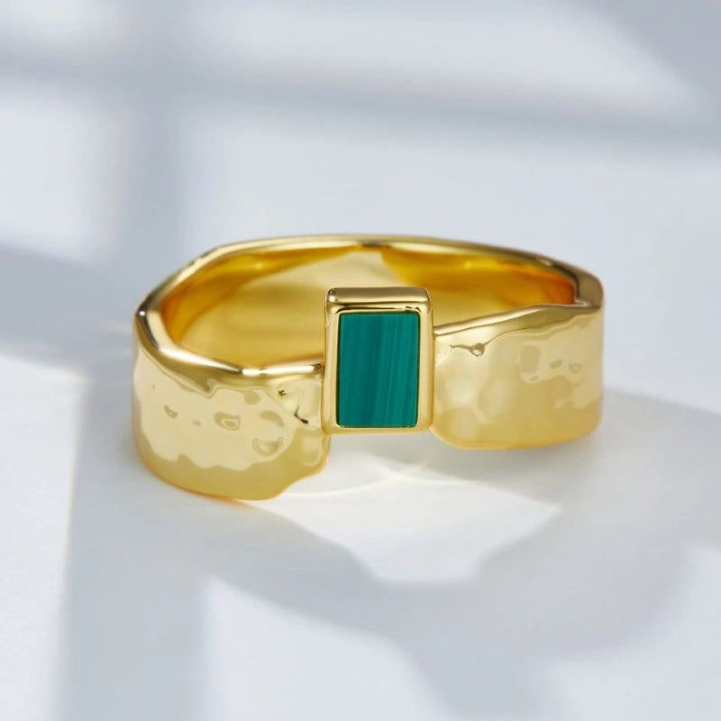 Malachite 18k Gold Plated Ring - ALAYNA