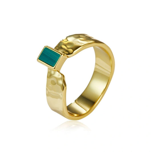 Malachite 18k Gold Plated Ring - ALAYNA