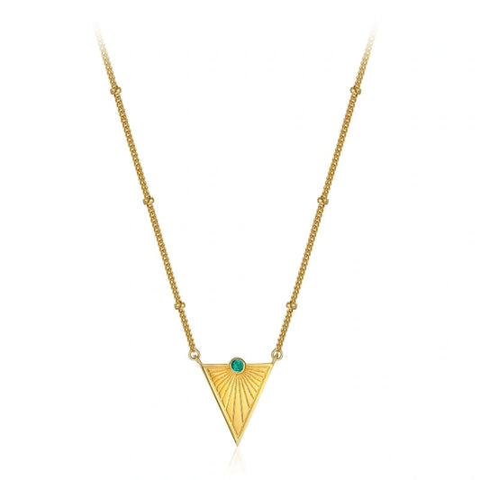 18k Gold Plated Triangle Set Zircon Pendant Clavicle Chain Necklace - ANAHI