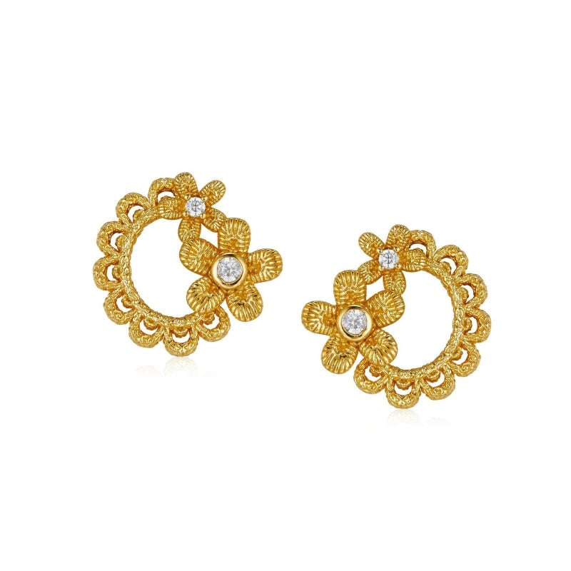 Classical Zircon Flower Gold-Plated Earrings - ANASTASIA