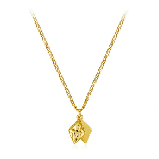 Double Pyramid Zircon 18k Gold-Plated Pendant Necklace - ANDREA