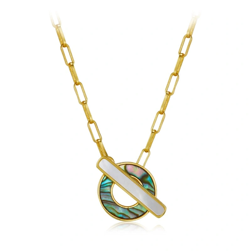 Chic Abalone Shell & White Shell Gold Plated Necklace - ARACELI