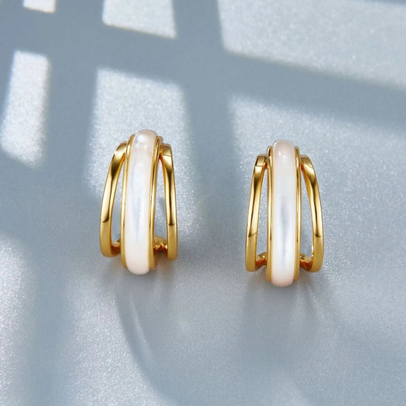 Glimmering White Shell Stud Earrings - ARIAS