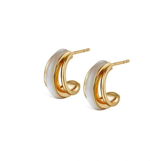 Glimmering White Shell Stud Earrings - ARIAS