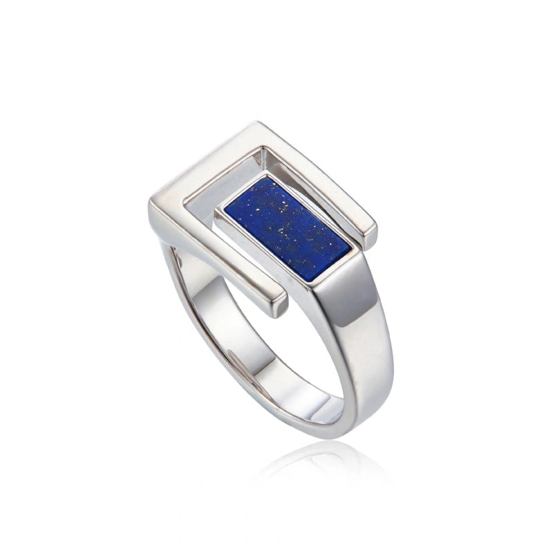 Open Lapis Lazuli 18k Platinum Plated Sterling Silver Ring - ARYA