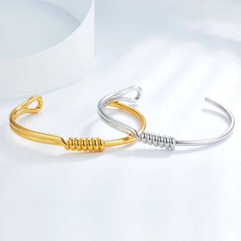 Light Luxury Spiral Adjustable 18k Gold-plated Sterling Silver Bracelet - ATHENA