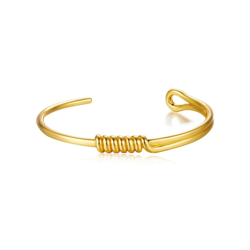 Light Luxury Spiral Adjustable 18k Gold-plated Sterling Silver Bracelet - ATHENA