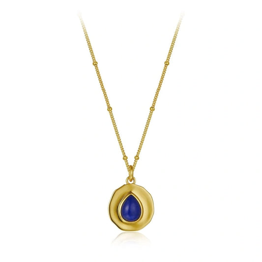 18k Gold Plated Water Drop Lapis Lazuli Pendant Necklace - AVERY