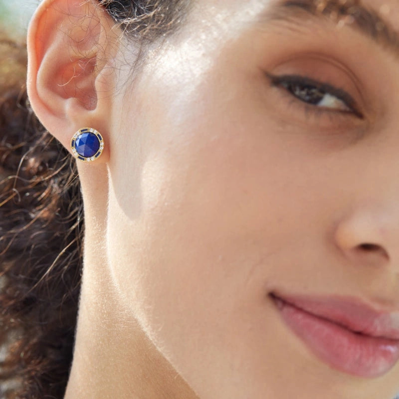 Natural Blue Sodalite Silver Earrings - AZUREA