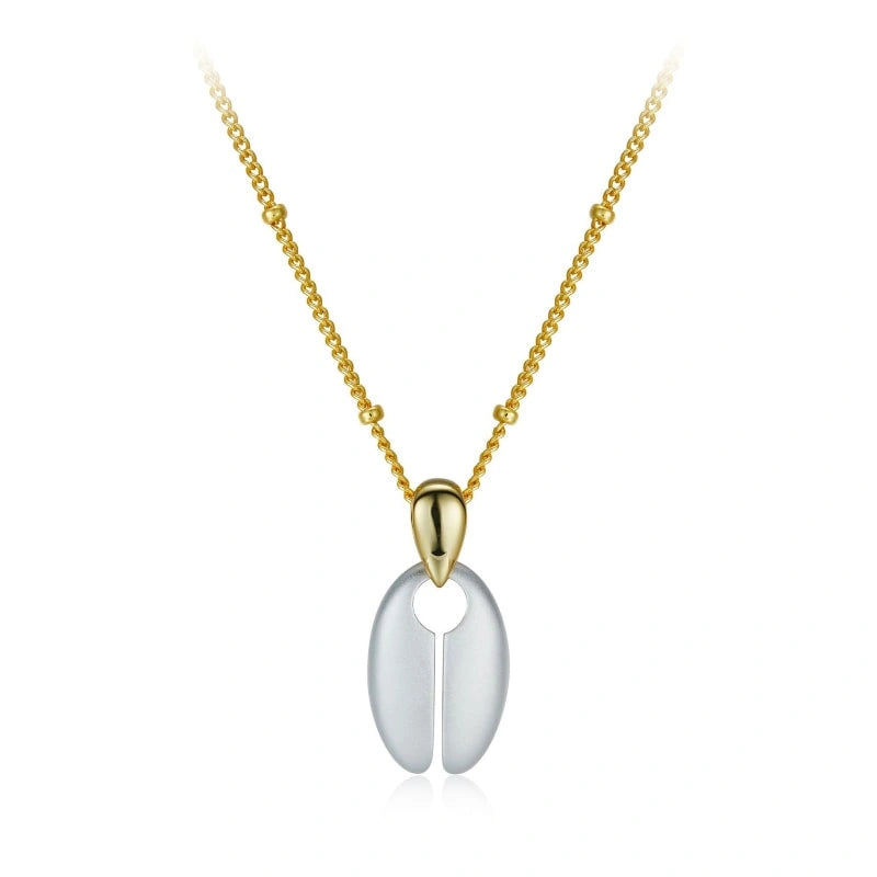 Pretty Gold-Plated Feather Shell Pendant Necklace - BAILEY