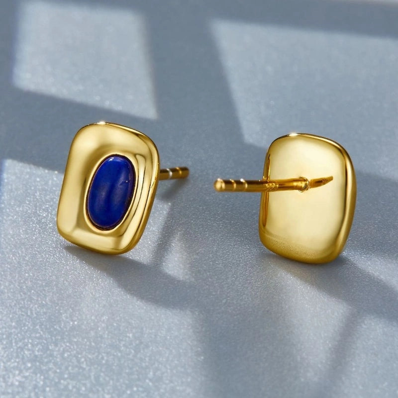 Minimalist Blue Lapis Lazuli Earrings - BLAIR