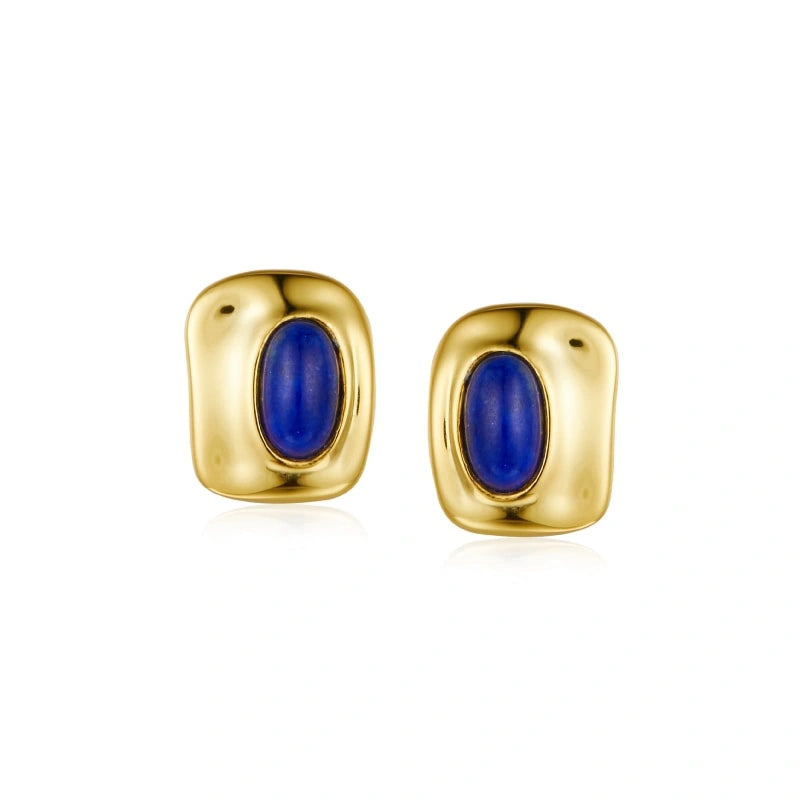 Minimalist Blue Lapis Lazuli Earrings - BLAIR