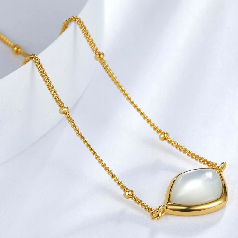 Minimalist White Shell 18k Gold Plated Pendant Necklace - BRIDGET