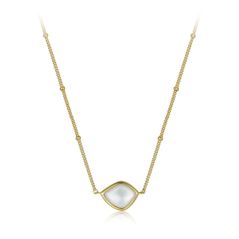 Minimalist White Shell 18k Gold Plated Pendant Necklace - BRIDGET