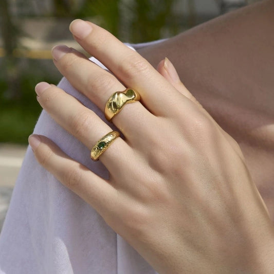 Simple Wave 18k Gold Plated Ring - BROOKE